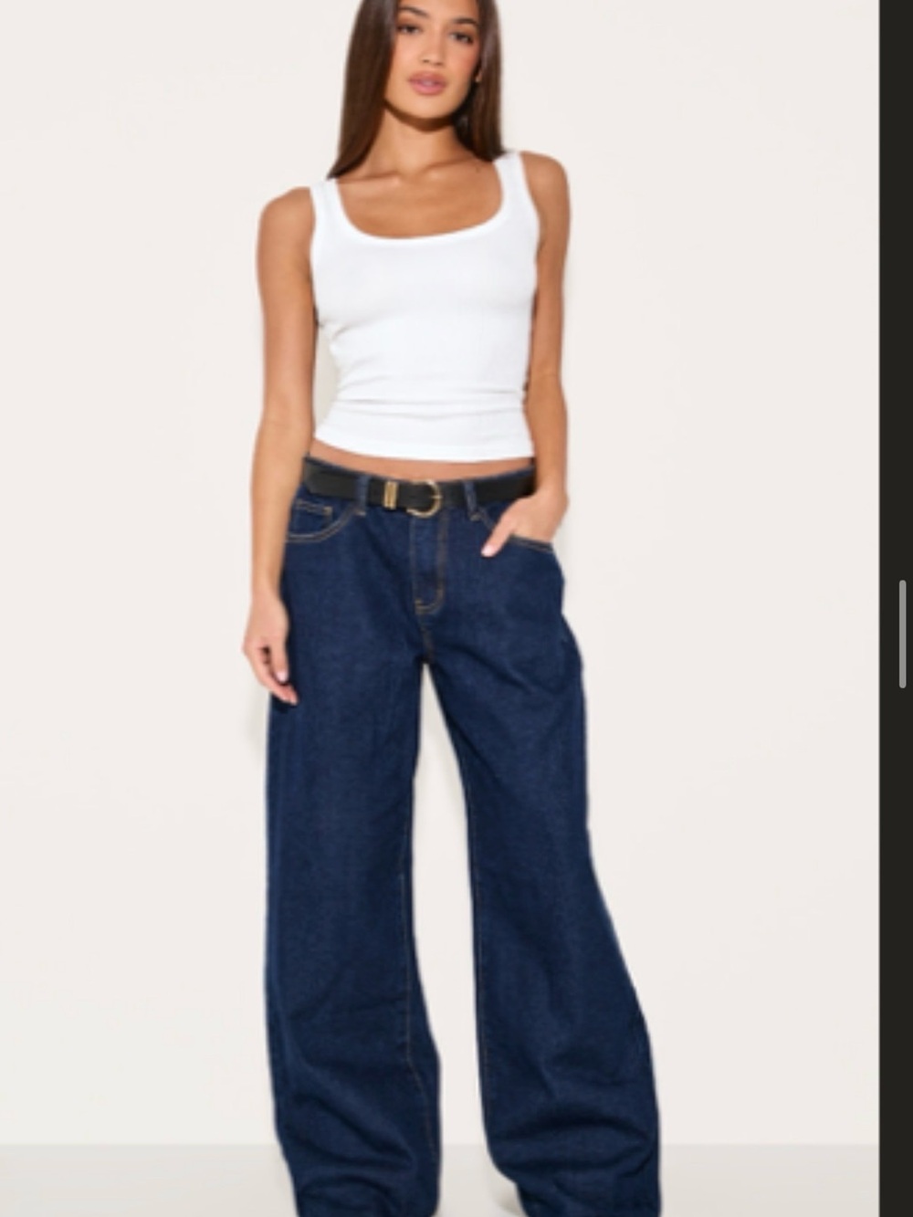 PrettyLittleThing Navy Wide Leg High-Rise Jeans